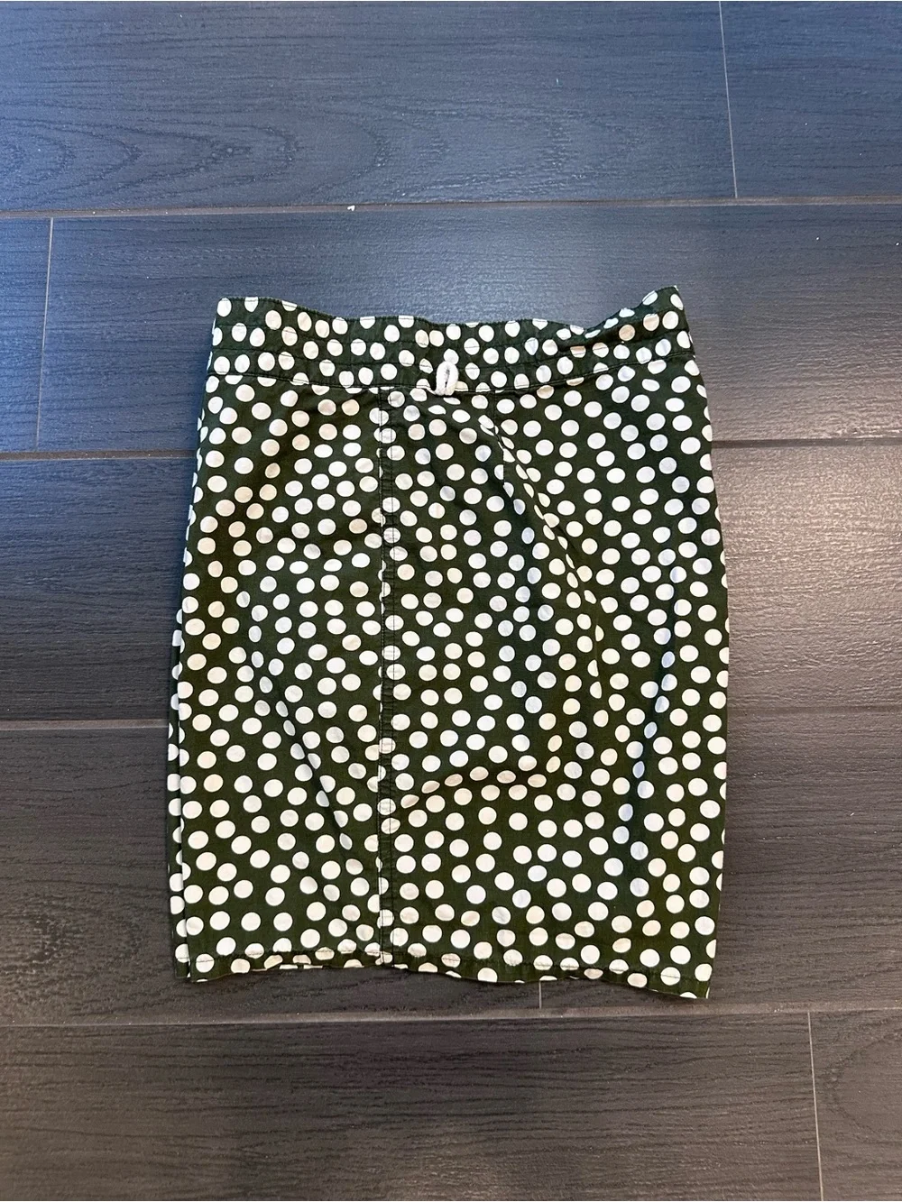 J. Crew Men’s Olive Green & White Polka Swim Trunks